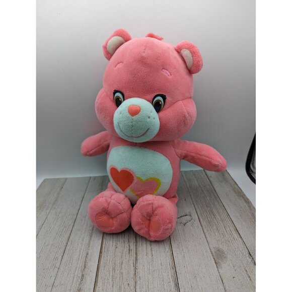 Care Bears Pink Love A Lot Bear 14" Plush 2017 Just Play Hearts Stuffed Toy - Picture 1 of 5